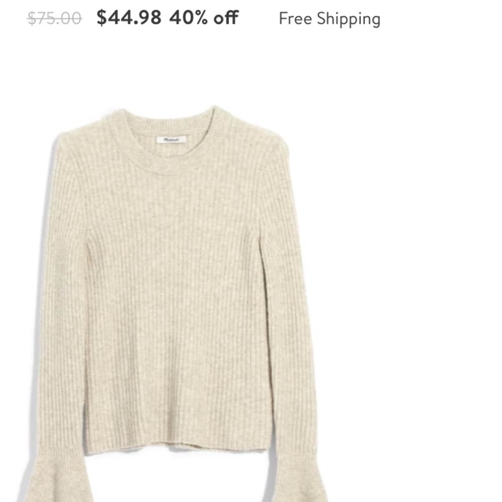 Madewell ruffle cuff sweater size xs